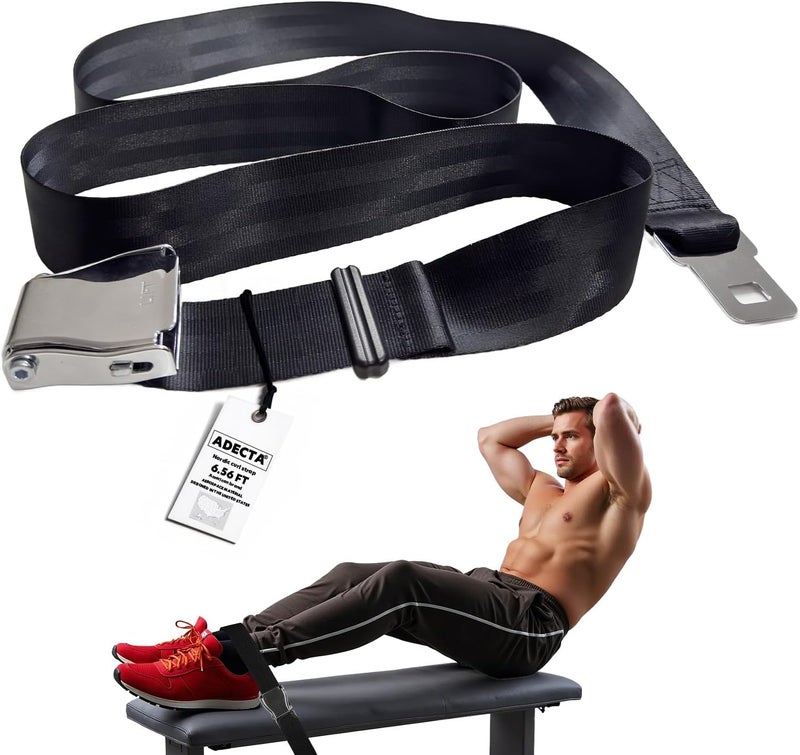 ADECTA Nordic Hamstring Curl Strap, 6.5FT Gym Seatbelt and Exercise Straps for Hamstring Stretch Strap & Mobilization Belt,Home Gym Women Men, Lifting Seatbelt Gym, Black - Image 1